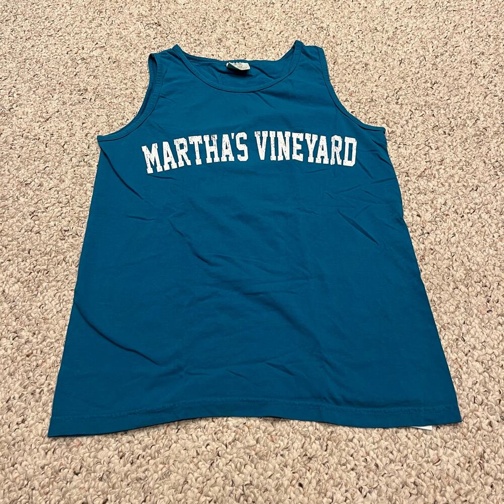 Comfort Colors Martha's Vineyard Tank Top Unisex S Blue Casual Coastal Beach